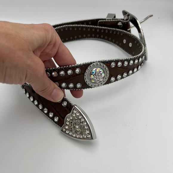 Blazin' Roxx Women's Brown Western Belt Silver Accents Studded Size M - Picture 3 of 6